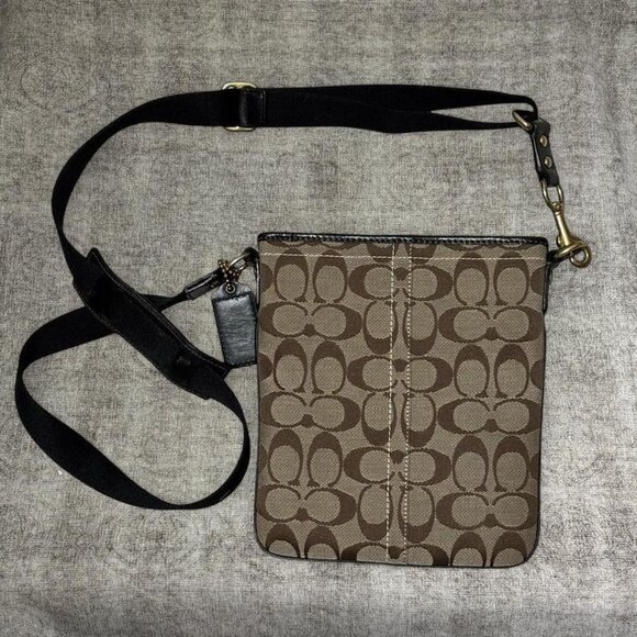 Coach Brown Signature Canvas Crossbody Bag Adjustable Strap - Picture 2 of 8